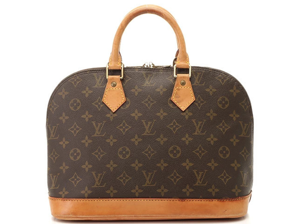 LOUIS VUITTON Alma Monogram Handbag Leather Brown